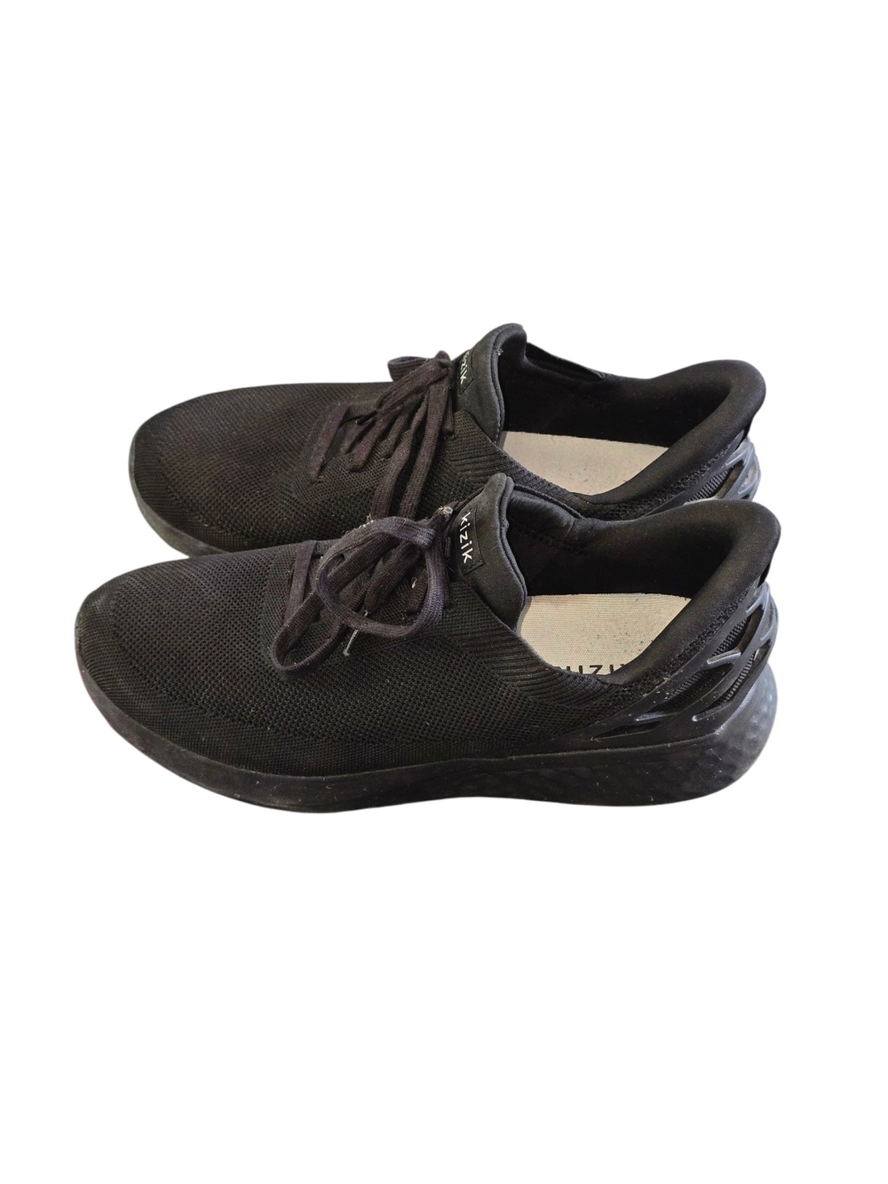 Kizik Men's All-Black Knit Lace-Up Sneaker Shoe Size 12 Wide